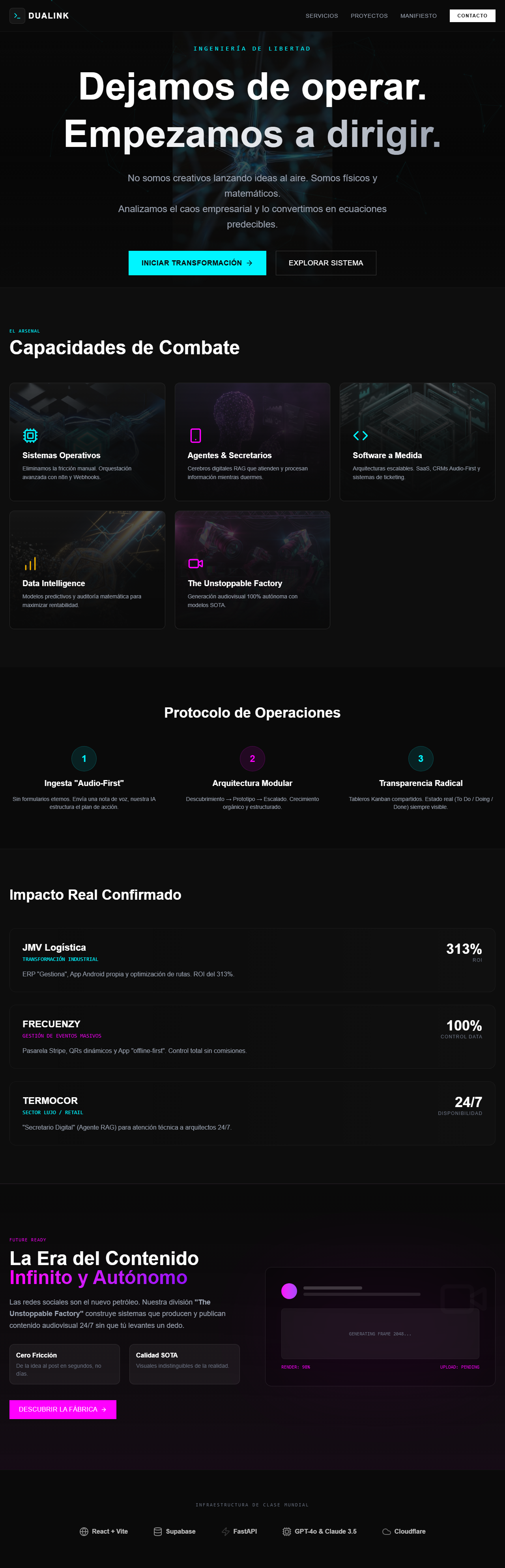 Página web de Dualink — Ingeniería de Libertad